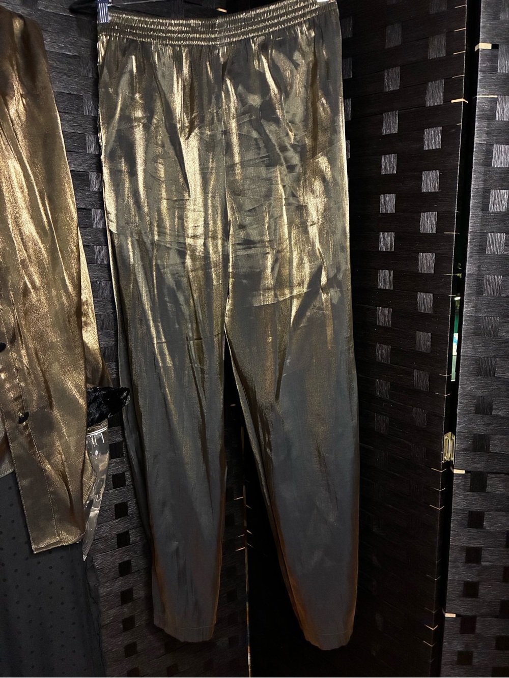 Metallic Gold Elastic-Waist Women's Trousers